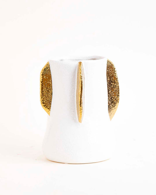 Gold Leaf Cylinder Vase - Small