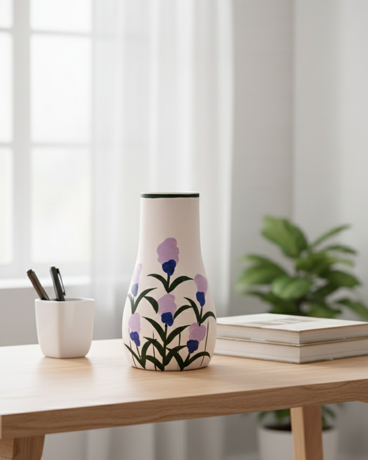 Lavender Bloom Hand Painted Flower Vase