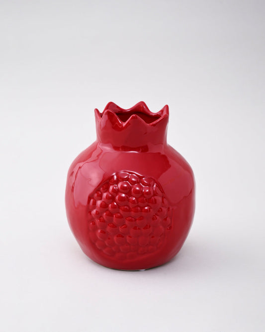 Crimson Pomegranate Ceramic Vase