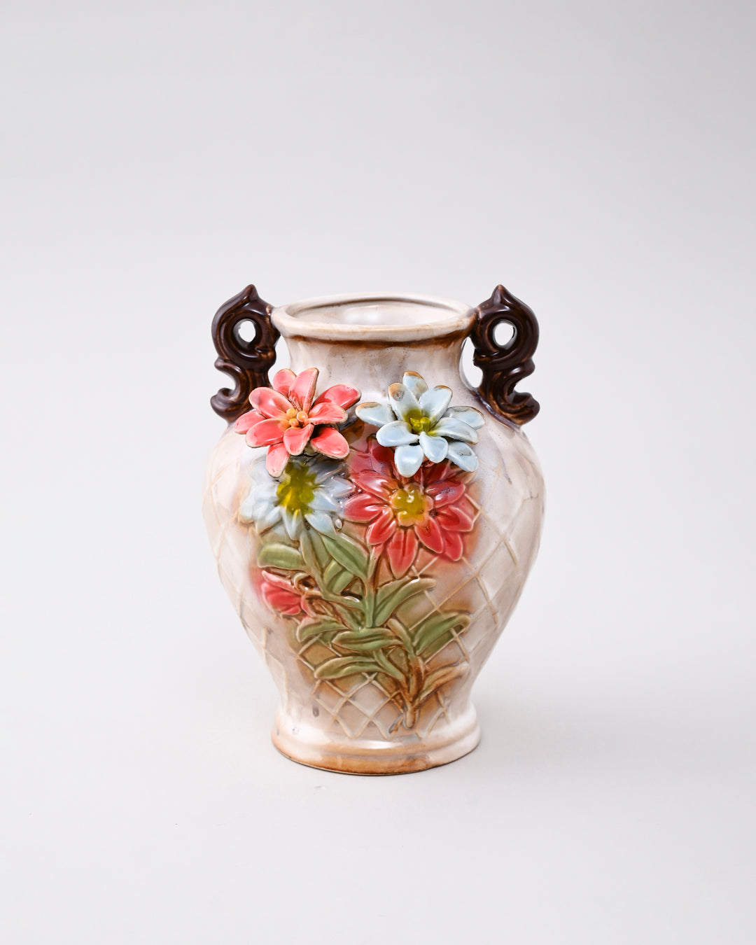 Vintage Bloom Embossed Ceramic Flower Vase