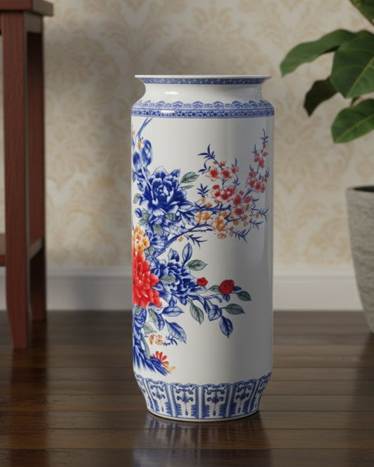 Whispering Petals Harmony Cylinder Vase - White
