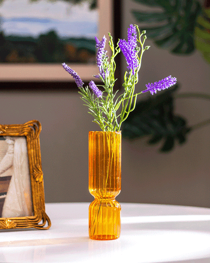'Galben Shimmering Elegance' Glass Flower Vase