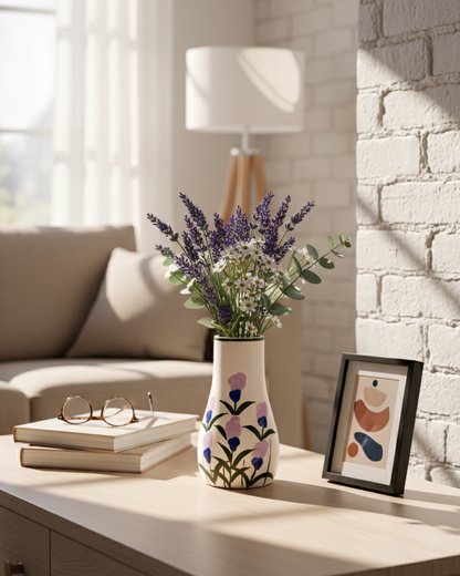 Lavender Bloom Hand Painted Flower Vase