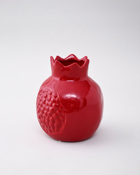 Crimson Pomegranate Ceramic Vase