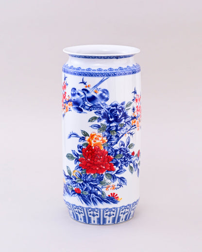 Whispering Petals Harmony Cylinder Vase - White